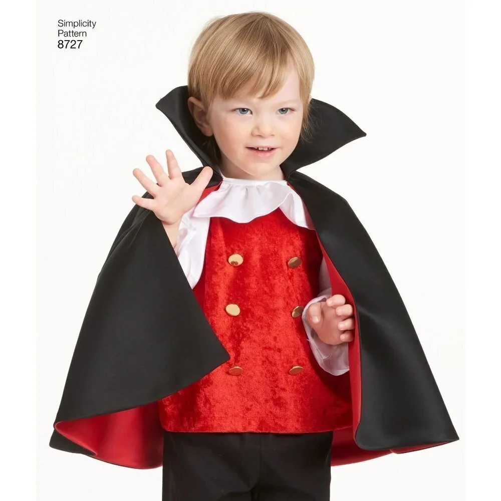 Simplicity Sewing Pattern 8727 Costumes Clown Witch Pirate Vampire Toddlers Size